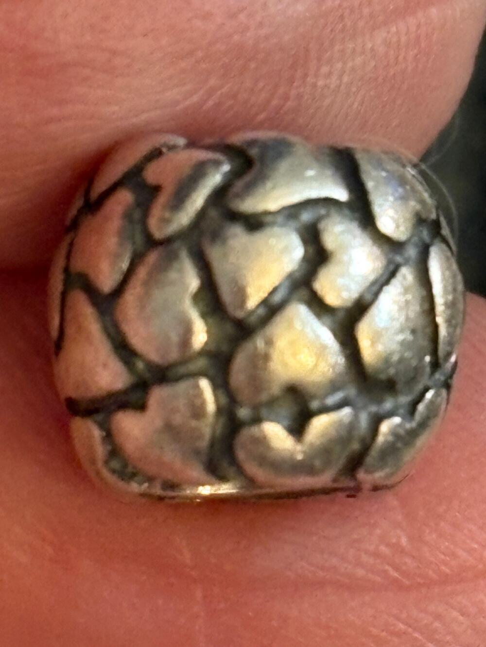 Pandora ALE 925 Sterling Silver Charm with hearts